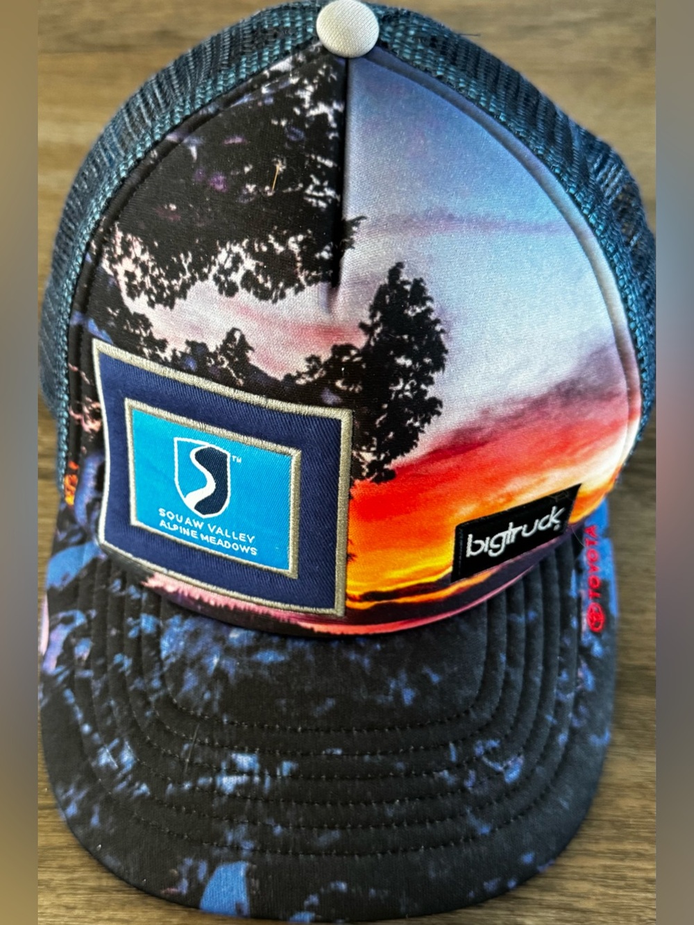 Bigtruck Sunset Print Trucker Hat - Blue/Black adjustable SnapBack